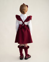 CARAMELO BTS Maroon Flared Pinafore with Bow